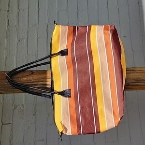 Vintage 70's Vinyl Tote Bag. Vibrant Color Beach Bag Or Miscellaneous.